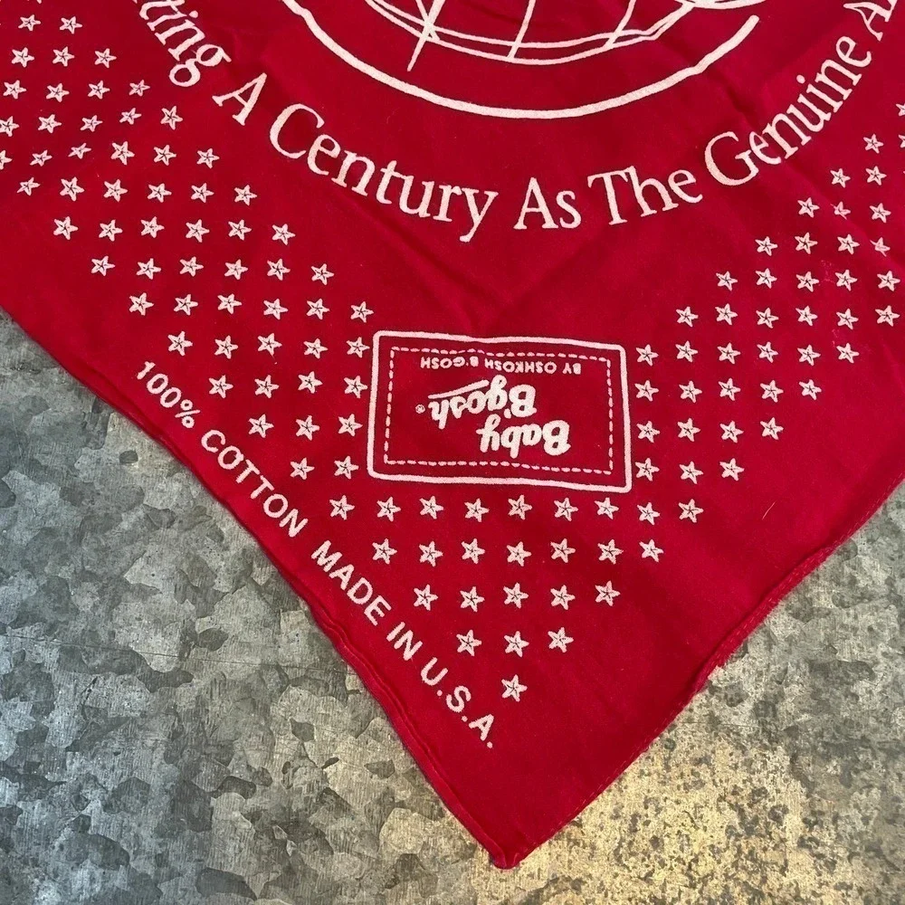 Vintage 90s OshKosh B’gosh 100 Years Handkerchief Bandana Scarf Cotton USA Red